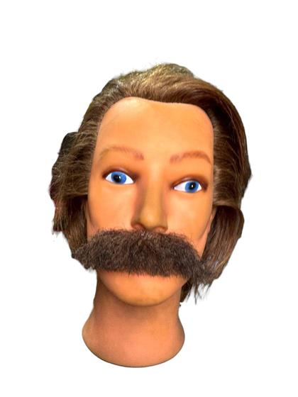Imagem de Fantasia Bigode Falso castanho com preto grosso + cola 10ml