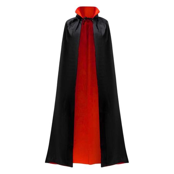 Imagem de Fantasia Capa Dracula Longa Halloween Vampiro Adulto Bruxa Bruxoi Halloween Terror Dia das Crianças Vilão Traje Duplo