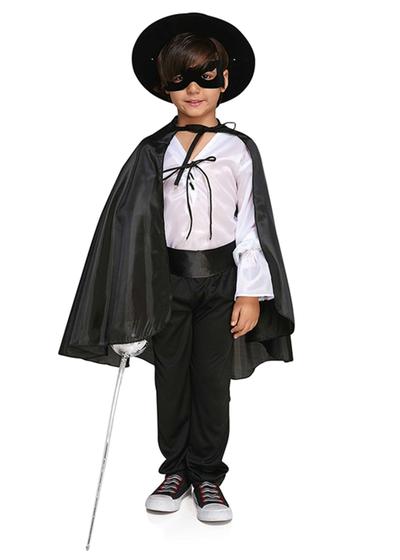 Imagem de Fantasia Capa infantil preta sem capuz de poliéster p/ festa