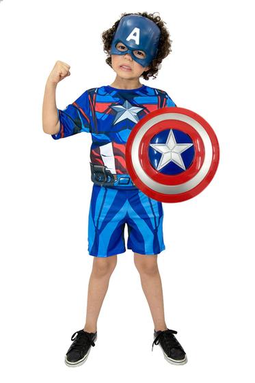 Imagem de Fantasia Capitão America Com Escudo E Máscara Infantil Heroi