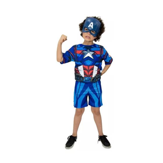 Imagem de Fantasia Capitão America Com Máscara Heroi Infantil Guerra Infinita