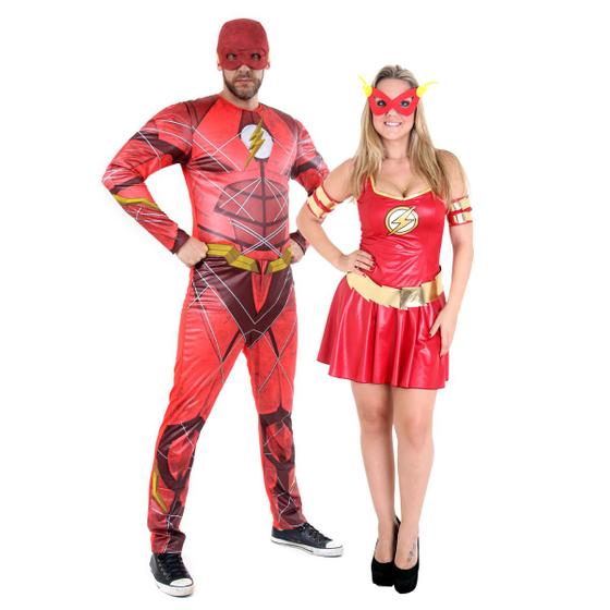 Fantasia Casal Flash Masculino e Feminino Adulto - Liga da Justiça ...