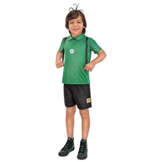 Imagem de Fantasia Cebolinha Infantil Turma da Mônica Camiseta, Shorts e Mochila Floquinho Licenciada Regina 21167