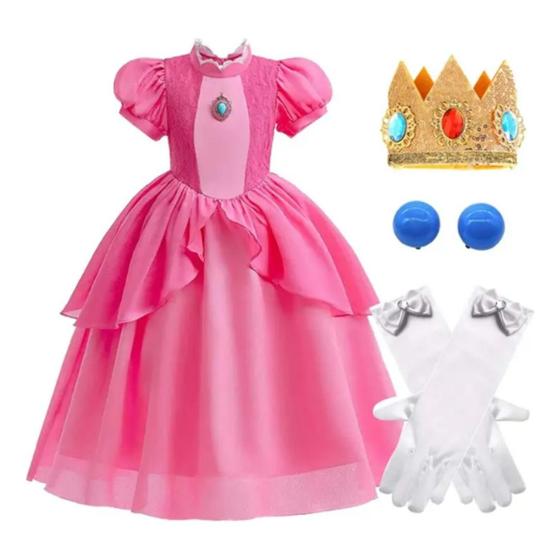 Imagem de Fantasia Cosplay Vestido Princesa Peach Mario Bros