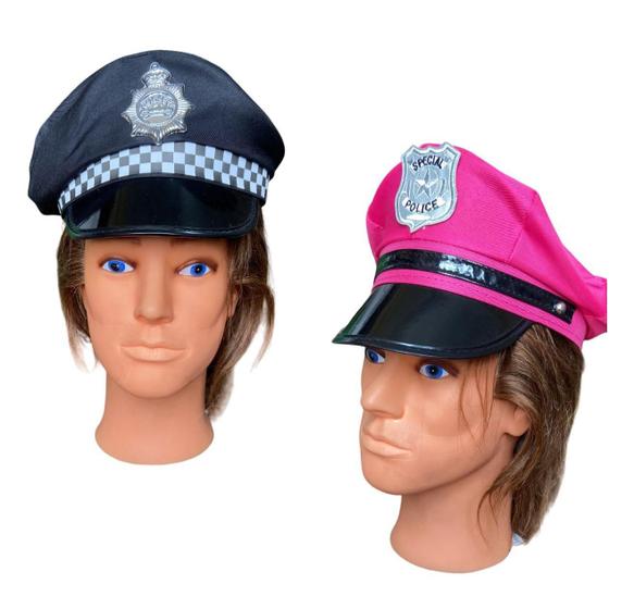 Imagem de Fantasia De Casal Policial Chapéu Quepe Carnaval -Kit 2 Un