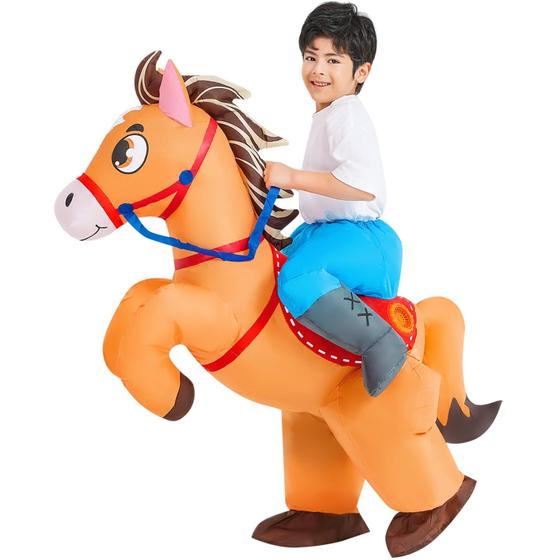 Imagem de Fantasia de cavalo inflável KOOY Kids Riding Cowboy Halloween