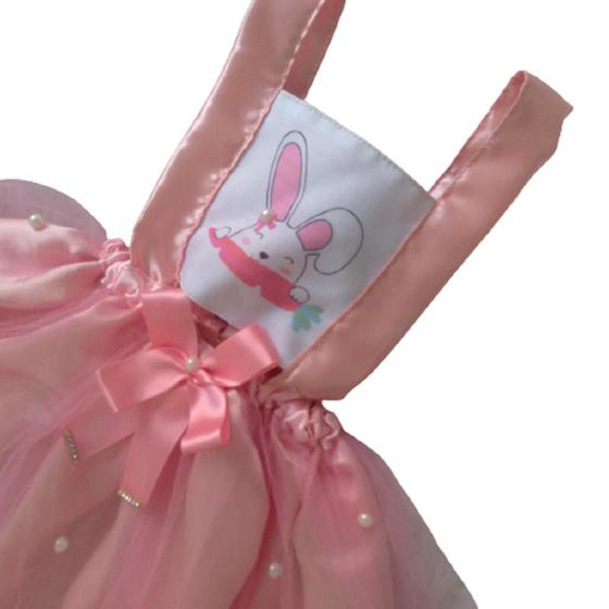 Imagem de Fantasia De Coelhinha Em Tule Rosa Bebê Sofisticação Kit 