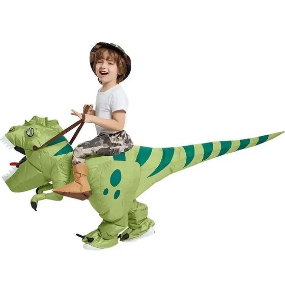 Imagem de Fantasia de Dinossauro Inflável Verde - Cosplay Engraçado para Crianças e Adultos