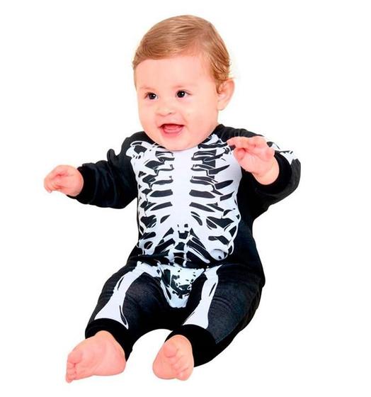 Imagem de Fantasia de Esqueleto Halloween Bebê Macacão