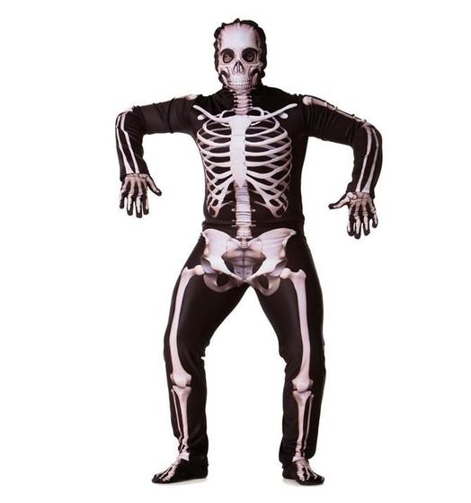 Imagem de Fantasia de Halloween Adulta Masculino Luxo Esqueleto Com Máscara e Luvas