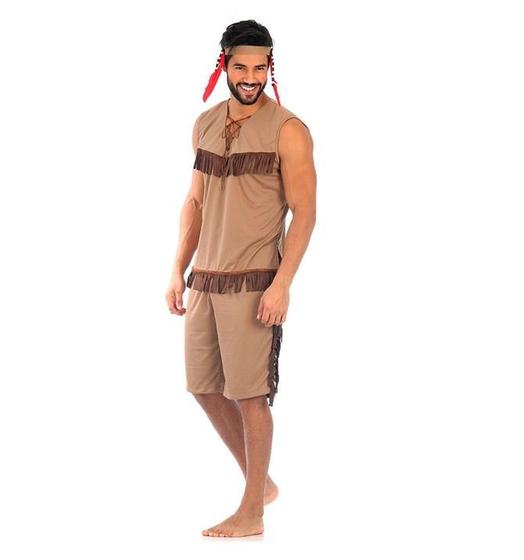 Fantasia de Índio Masculina Americano Curta Completa - Sulamericana ...