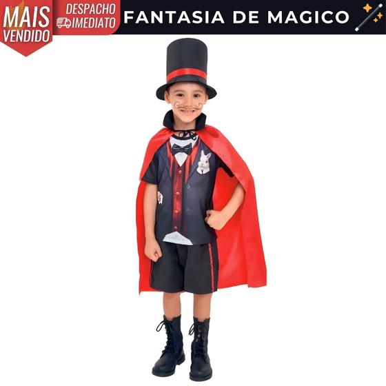 Imagem de Fantasia de Mágico p/ Menino Tamnhos P/M/G/GG Anjo Fantasia