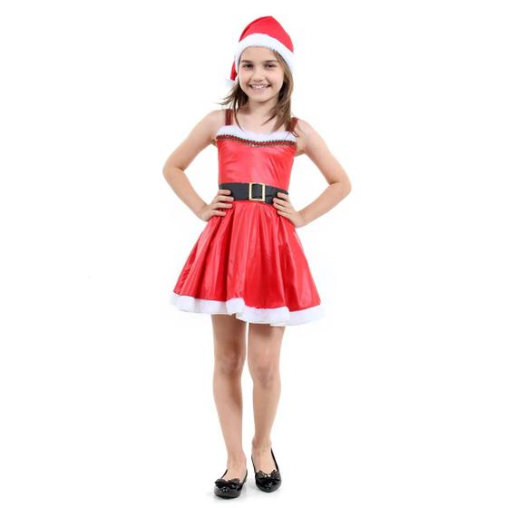 Imagem de Fantasia de Mamãe Noel Infantil Vestido Mamãe Noel Cinto e Gorro Sulamericana 902013