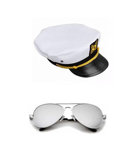 Imagem de Fantasia de Marinheiro Quepe e Óculos Espelhado - 2 Peças