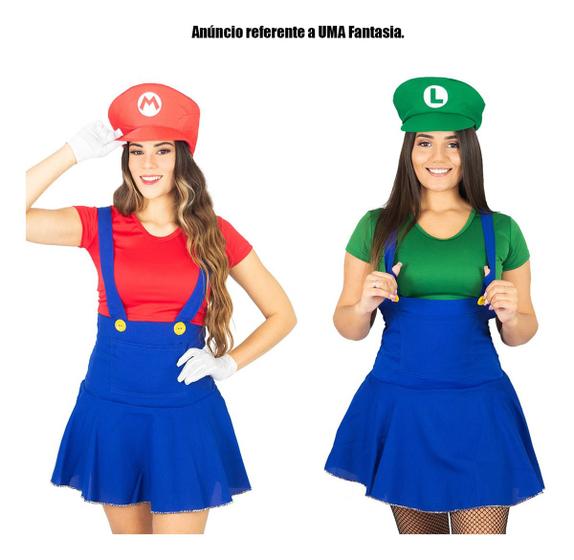 Imagem de Fantasia de Mario ou Luigi Encanadora Feminino Adulta Bros World