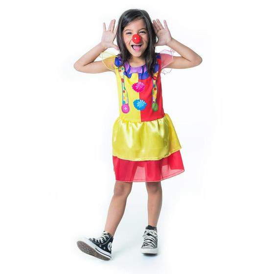 Fantasia de Palhacinha Infantil Vestido com Nariz de Palhaço ...