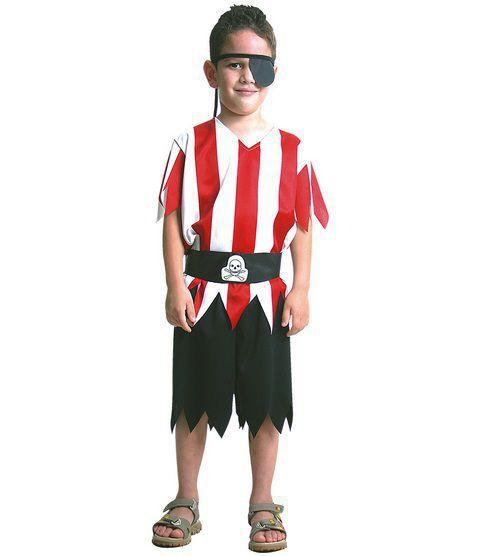 Imagem de Fantasia de Pirata Infantil com Camisa, Shorts, Cinto e Tapa-Olho