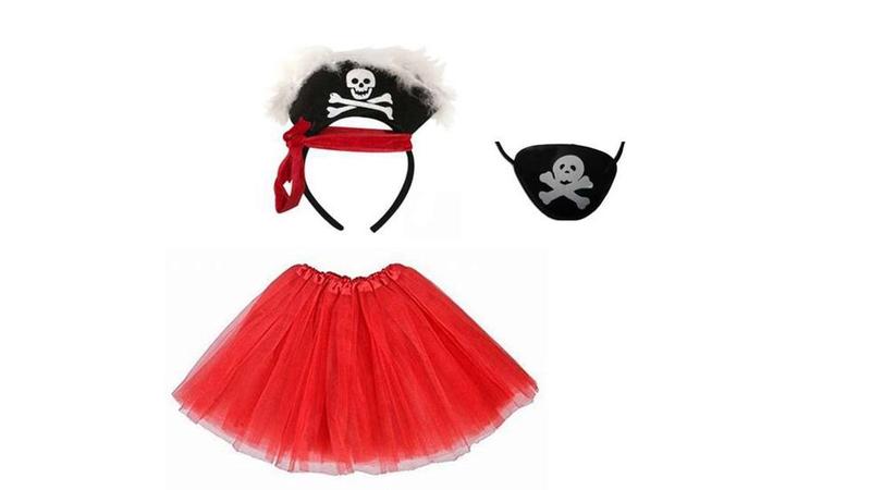 Imagem de Fantasia de pirata tiara saia tapa halloween carnaval festas
