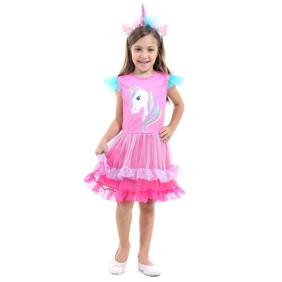 Imagem de Fantasia de Unicórnio Infantil Vestido de Unicórnio Infantil com Tiara Sulamericana 930515
