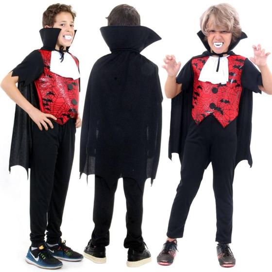 Imagem de Fantasia de Vampiro Conde Drácula Infantil para Halloween