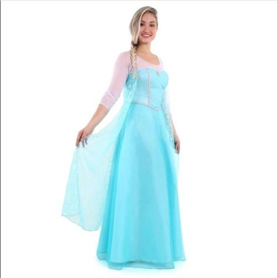 Imagem de Fantasia Elsa Frozen Vestido com Capa Adulto - Disney