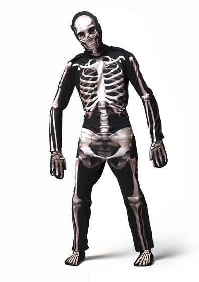 Imagem de Fantasia Esqueleto Adulto Halloween Carnaval + Acessórios
