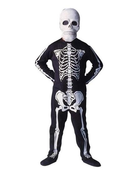 Imagem de Fantasia Esqueleto Infantil Halloween Máscara Macacão Longo