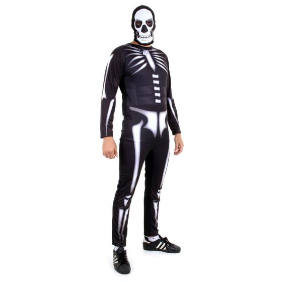 Fantasia Esqueleto Skull Trooper Adulto Halloween Fortnite