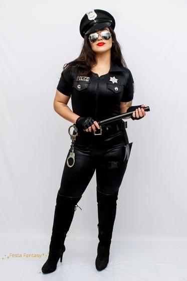 Imagem de Fantasia Feminina Adulto Policial Macacão Completa - Linha Luxo - Festa Fantasy