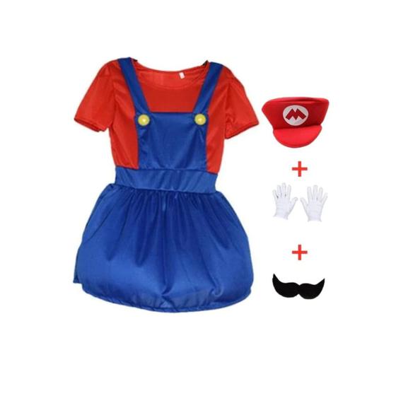 Imagem de Fantasia Feminina Infantil Super Mario Bros Mario / Luigi 