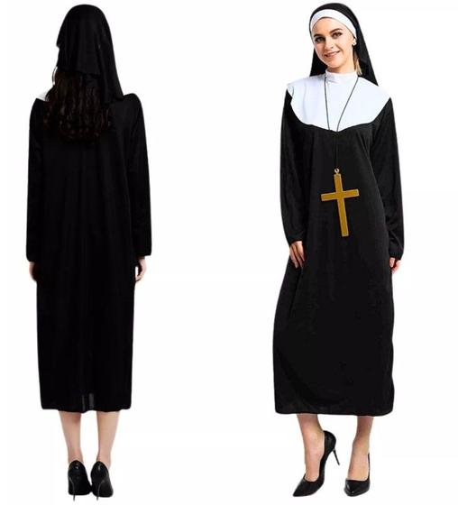 Imagem de Fantasia Freira Do Mal Halloween Com Crucifixo