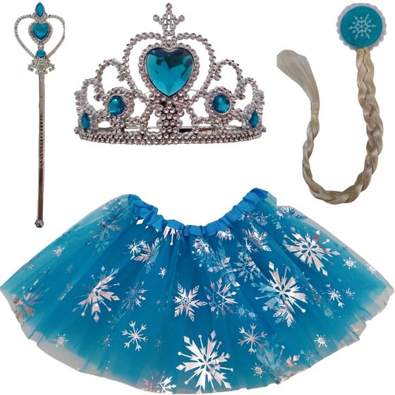 Imagem de Fantasia Frozen Princesa Elsa Varinha Coroa Saia Varinha