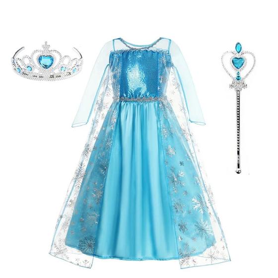 Imagem de Fantasia Frozen Vestido Infantil Princesa Elsa Acessórios Menina