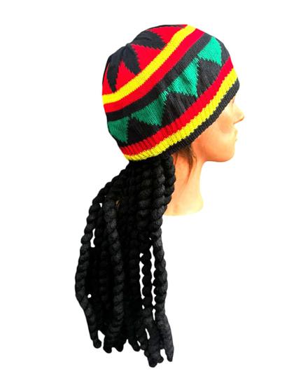 Imagem de Fantasia Gorro Jamaicano com cabelos dreads fibra sintetica