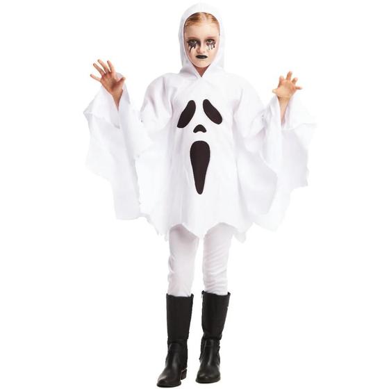 Imagem de Fantasia Halloween Infantil Menina Poncho de Fantasma com Calça