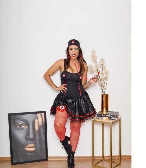 Fantasia Halloween Vestido Enfermeira Preta Adulto Feminina Carnaval Zumbi Terror Menor preço em Fantasia Halloween Vestido Enfermeira Preta Adulto Feminina Carnaval Zumbi Terror