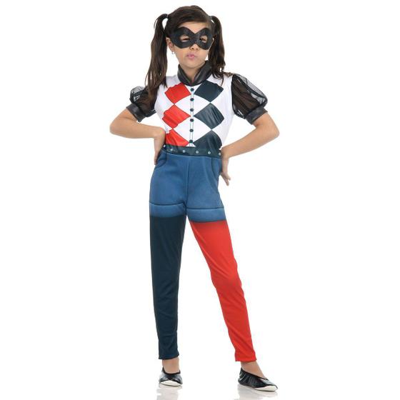 Imagem de Fantasia Infantil - Arlequina Dc Super Hero Girls - Tamanho M (6 a 8 anos) - 22067 - Sulamericana