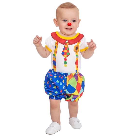 Imagem de Fantasia Infantil Body Baby Bebê Palhaço Palhacinho Menino Carnaval Festas