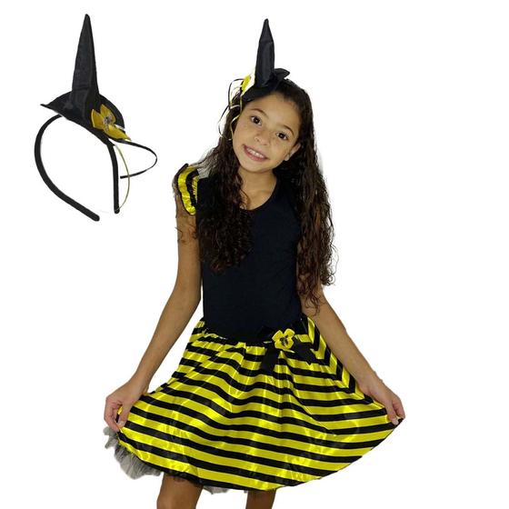 Imagem de Fantasia Infantil Bruxa com Tiara de Chapéu Halloween