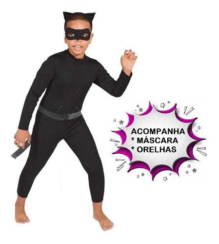 Imagem de Fantasia Infantil Cat Noir Miraculuos Com Acessórios