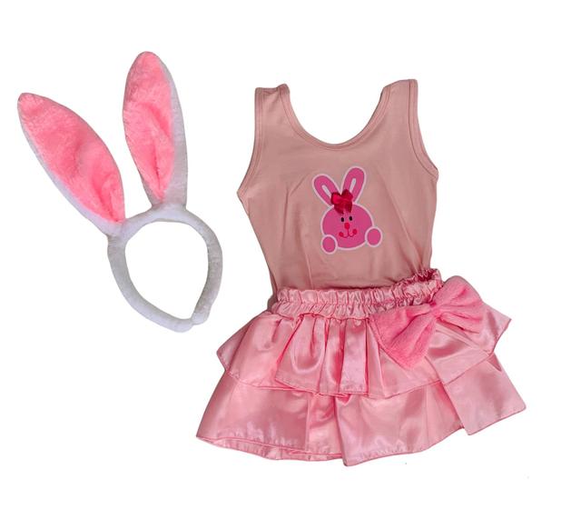 Imagem de Fantasia Infantil Coelhinha Linda Body Saia e tiara envio rápido Ensaio Páscoa Mesversário