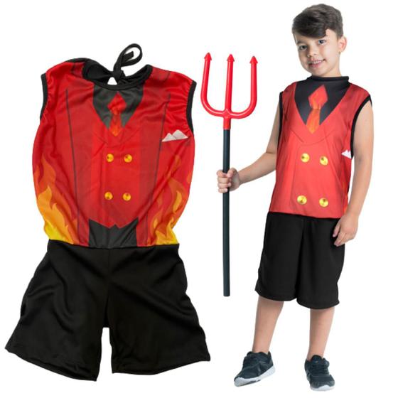 Imagem de Fantasia Infantil De Halloween Menino Diabinho Com Tridente Dia Das Bruxas Crianças Toymaster