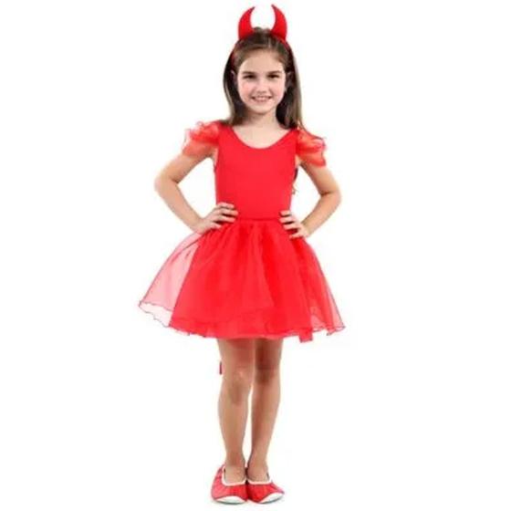 Imagem de Fantasia Infantil Diabinha Vestido P com Tiara Sulamericana