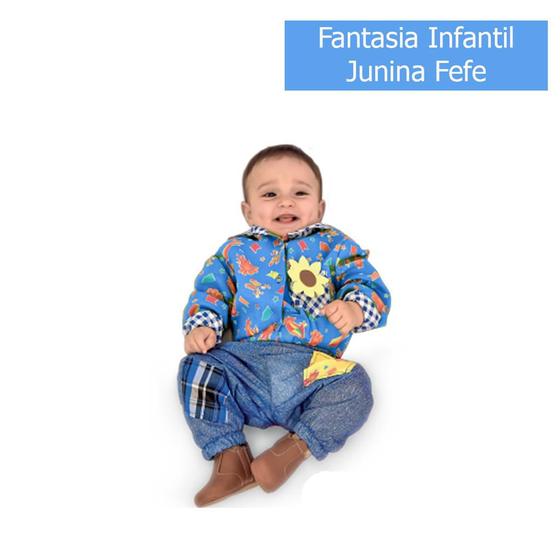 Imagem de Fantasia Infantil Festa Junina Caipira Fefe Azul Masculina