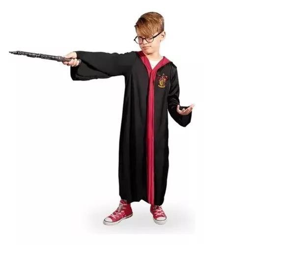 Imagem de Fantasia Infantil Harry Potter Com Capuz Óculos e Varinha