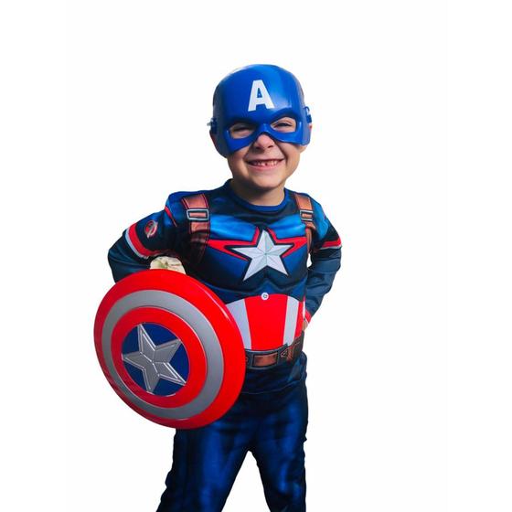 Fantasia Infantil Longa Capitão America Com Enchimento Escudo E Mascara Menor preço em Fantasia Infantil Longa Capitão America Com Enchimento Escudo E Mascara