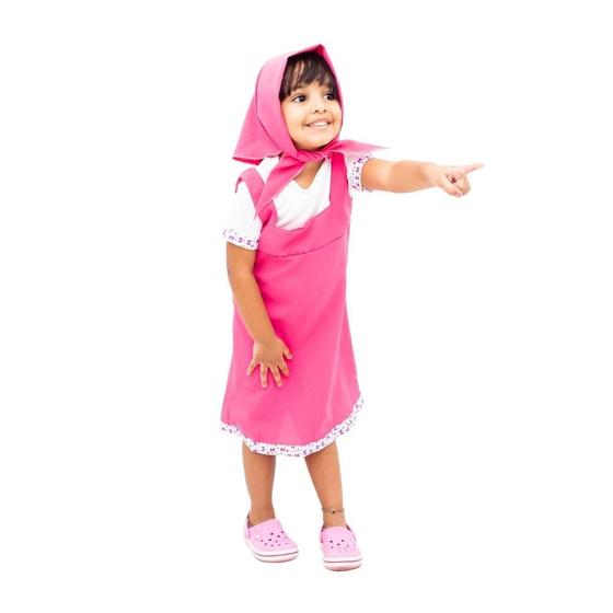 Fantasia Infantil Menina Masha e o Urso Vestido e Lenço Menor preço em Fantasia Infantil Menina Masha e o Urso Vestido e Lenço