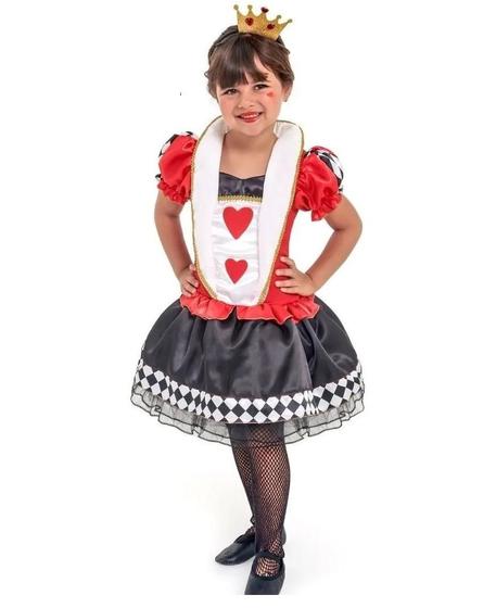Imagem de Fantasia Infantil Rainha de Copas Festas Carnaval + Tiara
