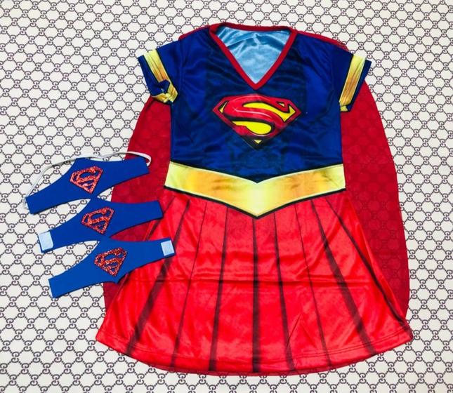 Imagem de Fantasia Infantil Roupa Super Girl Com capa e acessórios 