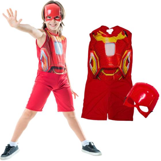 Imagem de Fantasia Infantil Super Heróis Homem De Ferro Masculina Com Máscara Vingadores Menino Toymaster